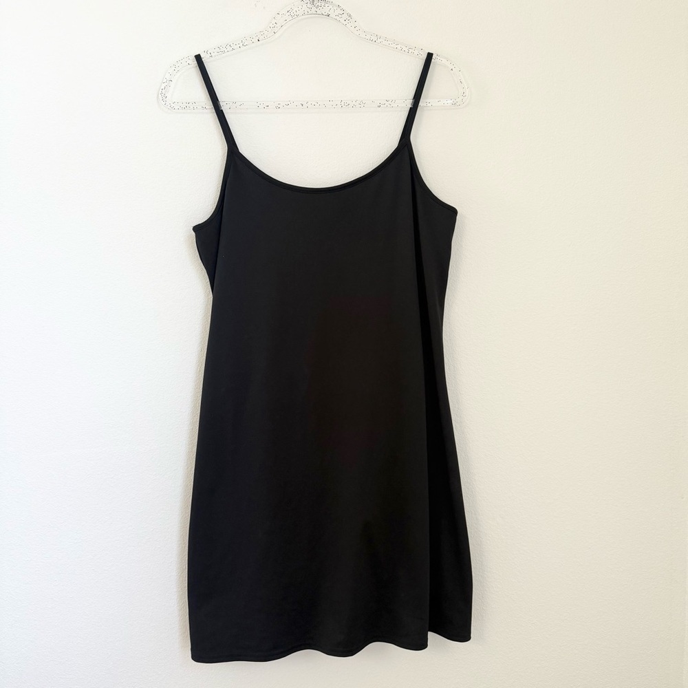 J Crew Black Sport Spaguetti Straps Built in Shorts Mini Dress Women’s Size L